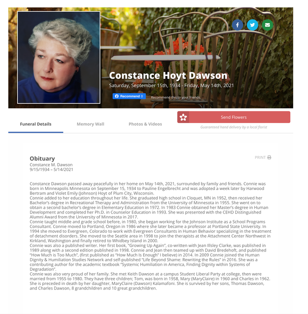 Connie Dawson Obituary