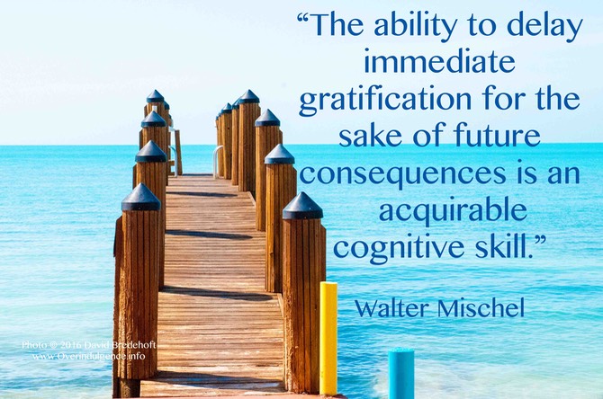 Delay immediate gratification Walter Mischel quote on skills www.overindulgence.info